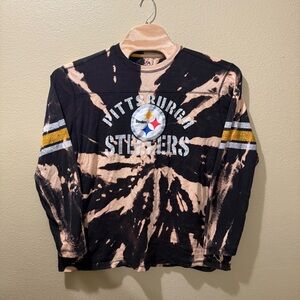 Men’s 2XL NFL Pittsburgh Steelers Upcycled Bleached Tie Die Long Sleeve Shirt